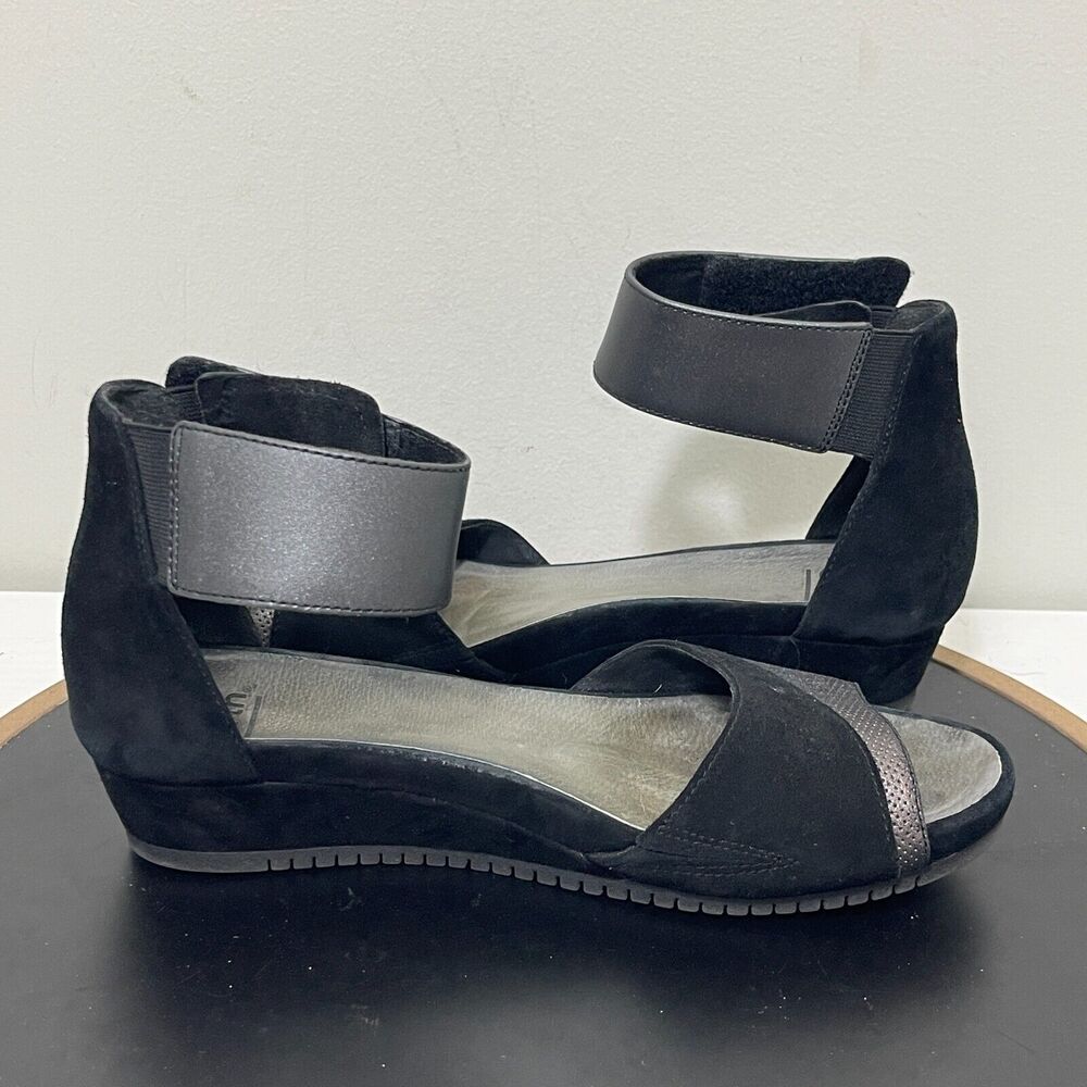 Earth Ficus Sagittarius Ankle Strap Back Sandal‎ Pewter Suede Women 10 M - Picture 7 of 11